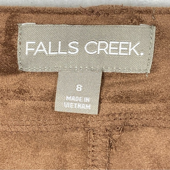 Falls Creek Faux Suede Midi Skirt Women's 8 Brown Front Slit Pockets Elegant NWT - Picture 7 of 14